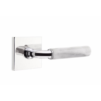 Ensemble de leviers d'intimité Emtek Select, rosette carrée, tige en R, poignée en marbre blanc, gauche