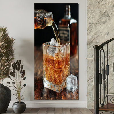 «Glass Of Whiskey», impression sur toile jaune