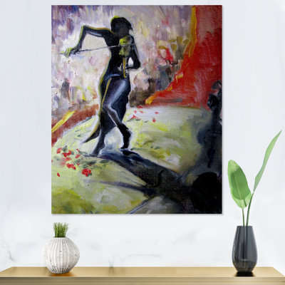 «Grunge Violinist jouant sur scène», reproduction d'art sur toile encadrée