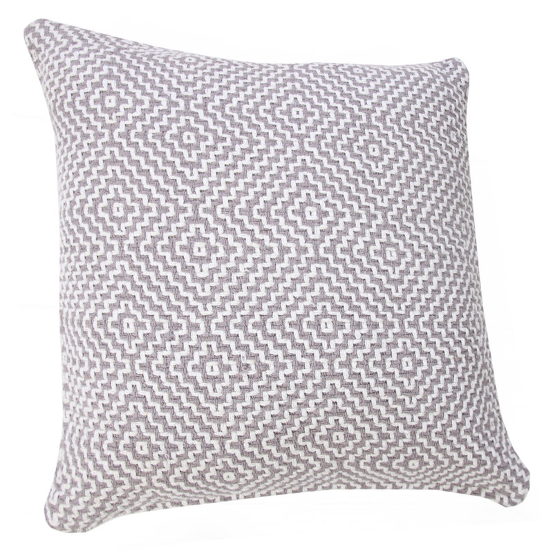 Gray and White Geometric Cotton 20" Square Throw Pillow