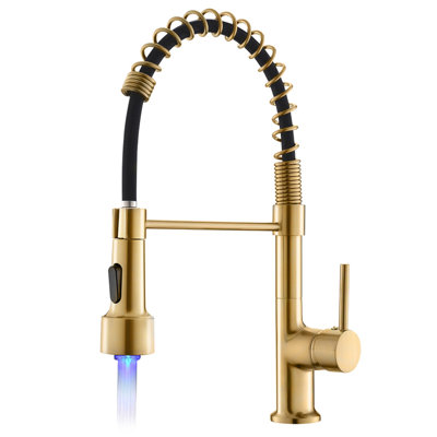 LED Kitchen Faucet With Pull Down Sprayer, Single Handle Single Lever Kitchen Sink Faucet