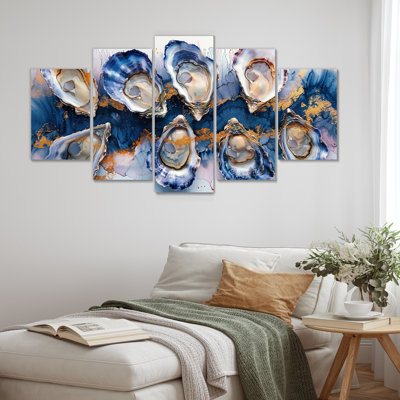 Ensemble de décorations murales blanc et rose marbré I - coquillages