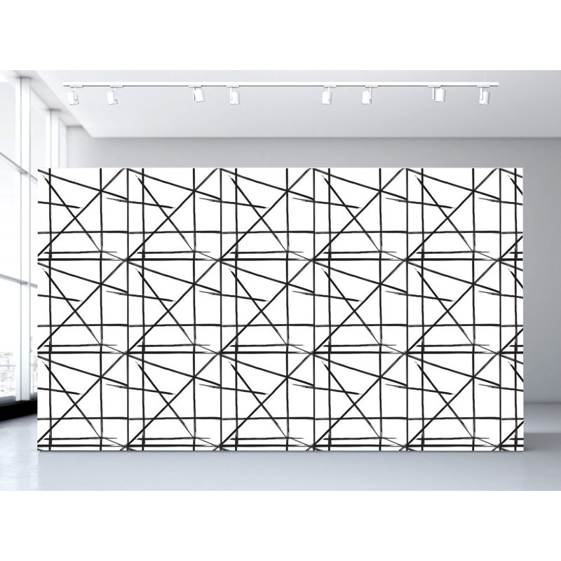 Square And Lines Geometric Vinyl Wallpaper Roll by Jamie Graney, White/Black