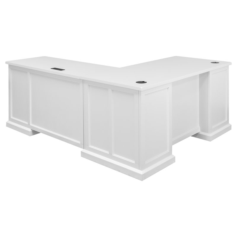 Elrose L-Shaped Executive Desk with Power Outlet