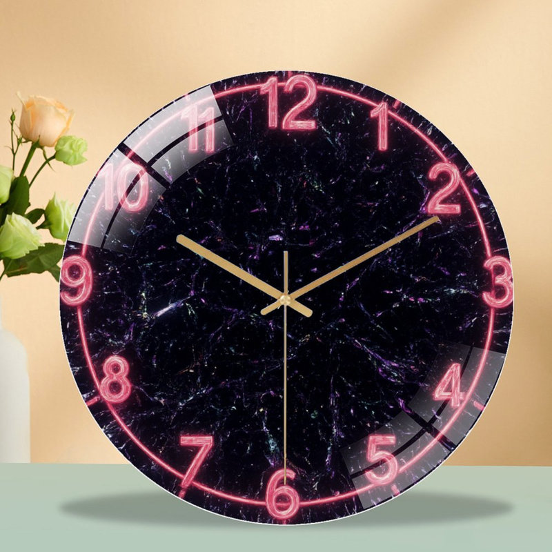 Horloge murale effet verre néon