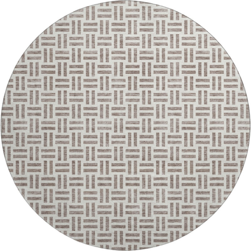 Premium Machine Washable Prisco Taupe Rug, Round 8'