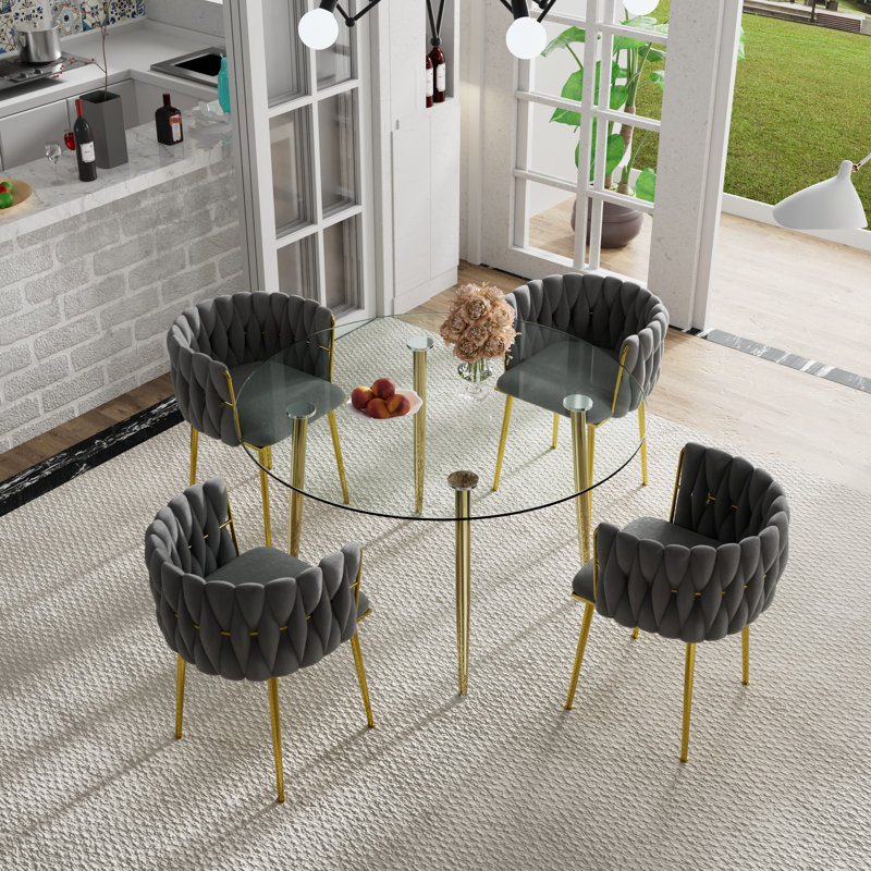 Ensemble de salle à manger Rasheen, Gris, H 29,5 po x L 47,2 po x l 47,2 po