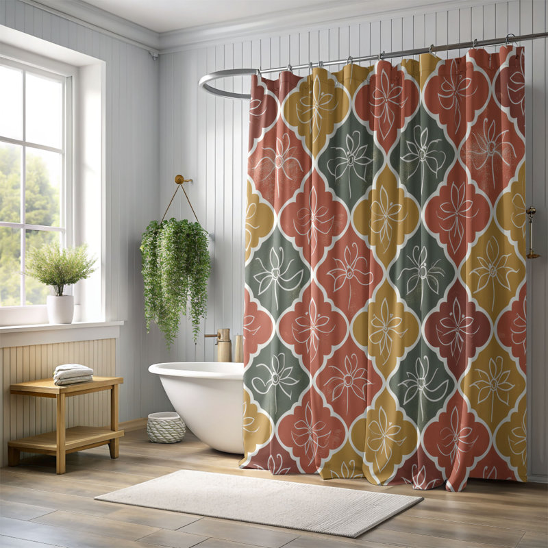 Dalmas Blossoming Art - Rideau de douche standard 1 pièce, H 74 po x l 71 po