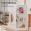 Modern 5-Drawer Dresser with Glass Top, LED Light &  Double-Sided Storage Open Shelves, Large Chest of Drawers for Bedroom, Living Room, White