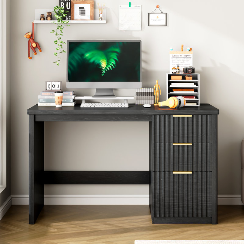 120cm W Computer Desk with File Drawers and Storage Drawers, Black