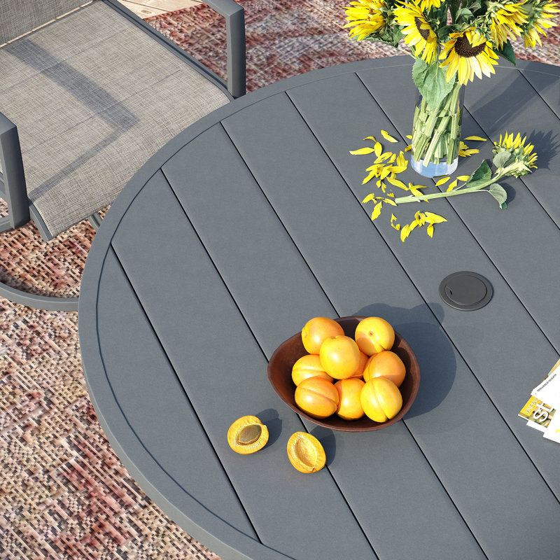 Nyoka 47.2L x 47.2W Outdoor Dining Table for 6, Gray/Gray