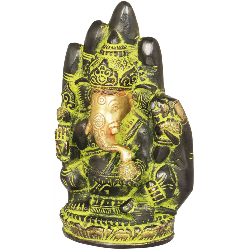 Statue de Lord Ganesha, Noir / or