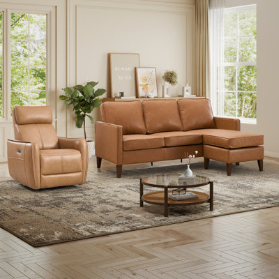 Ensemble de salon moderne en similicuir 2 pièces avec canapé modulaire convertible et fauteuil berçant inclinable électrique avec port USB