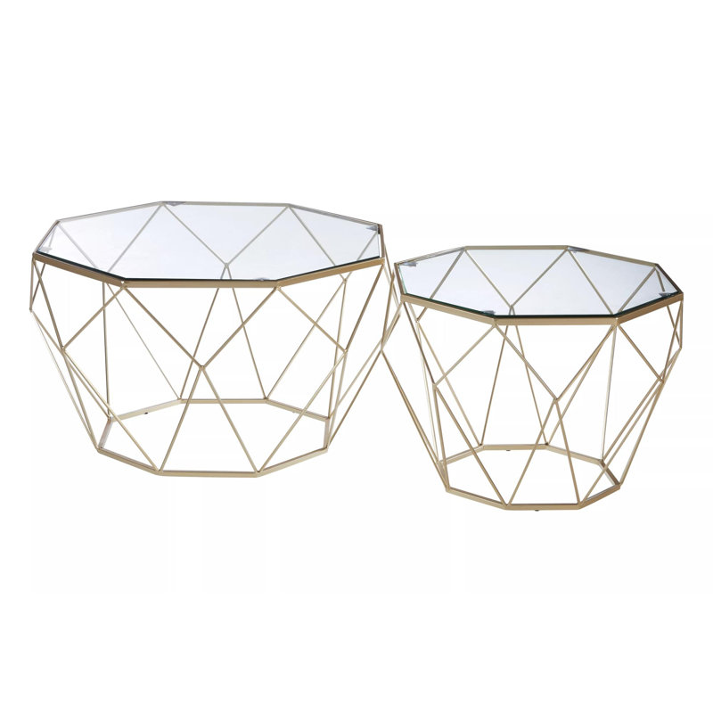 Gannaway Glass Top Frame Side Table Set