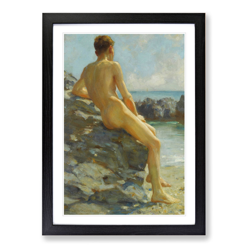 The Bather by Henry Scott Tuke - Picture Frame Painting on MDF, 65cm H x 48cm W x 2cm D, Black Framed