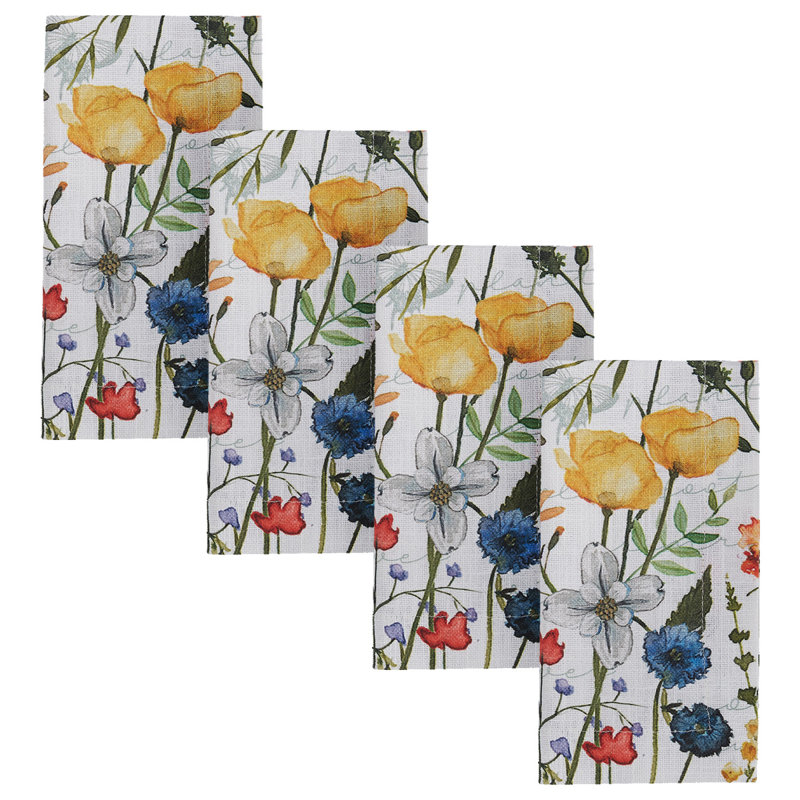  Ensemble de 4 serviettes de table Wildflower
