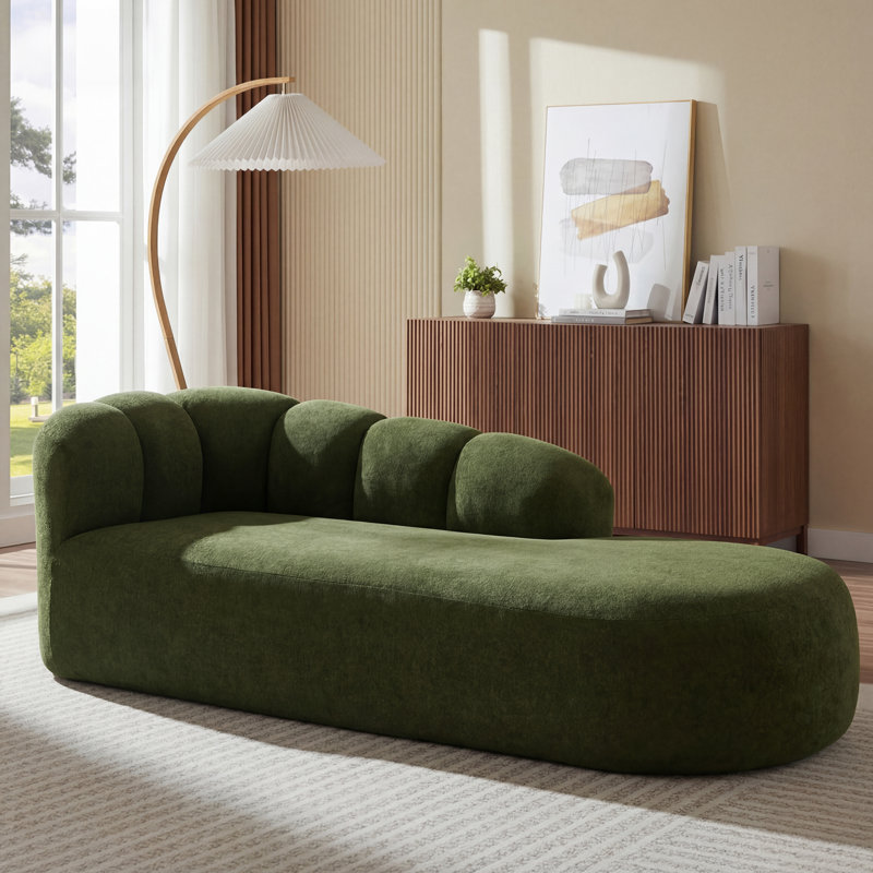 Chaise longue rembourrée Airella, Vert olive