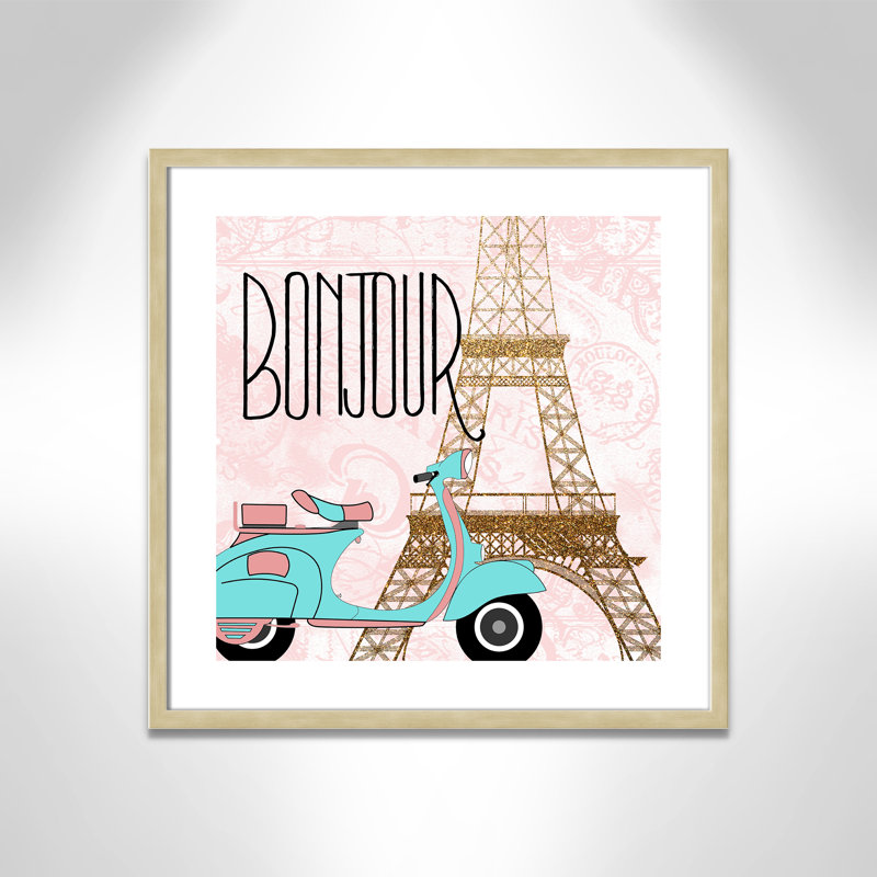 Bonjour paris 2, H 27,5 po x l 27,5 po x P 1,19 po, Cadre boîte champagne