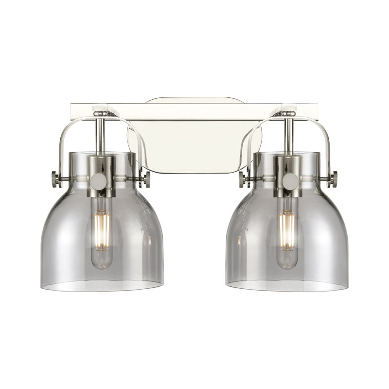 Éclairage pour meuble-lavabo mural 6 po Skycrest, Fumée, Nickel poli, Deux lumières