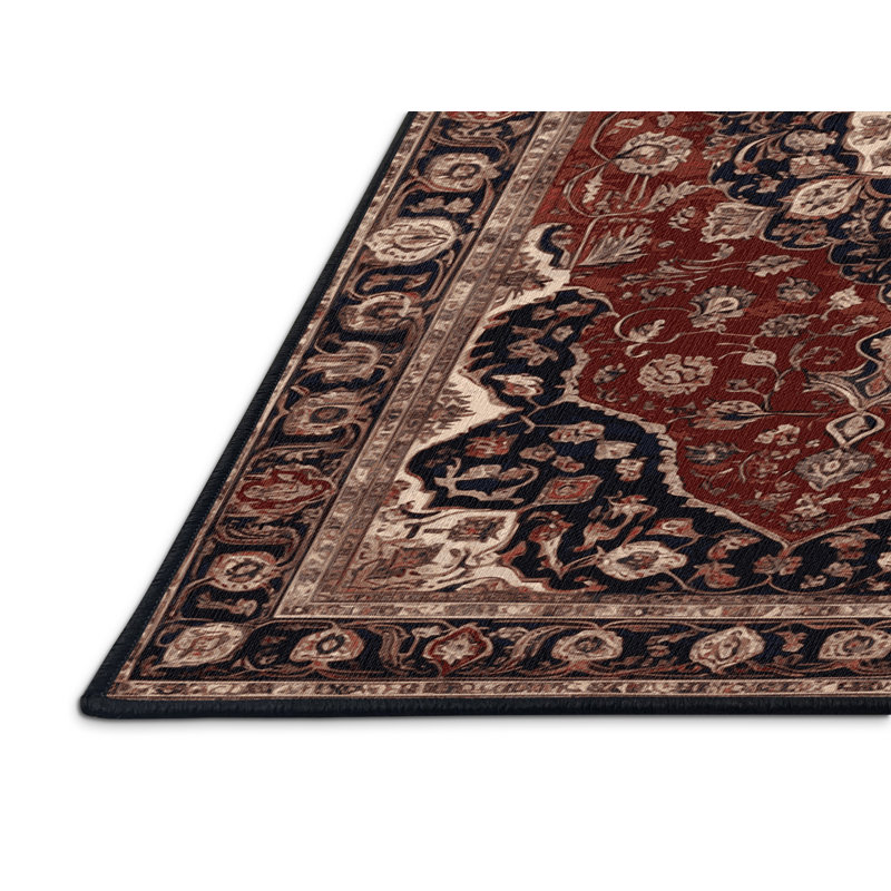 Tapis brun lavable à la machine, Rond 3 pi