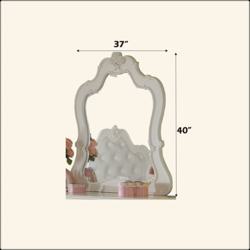 Miroir blanc perle