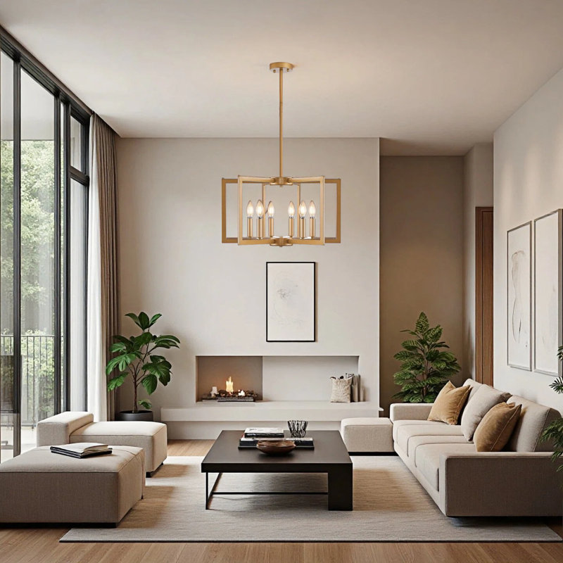 Lustre à bougie 6/8 lumières Modern Modern, Doré, Six lumières
