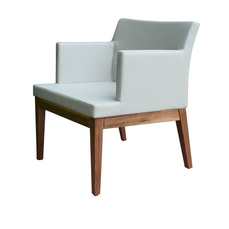 Fauteuil l 22 po Soho, Noyer, Cuirette blanche