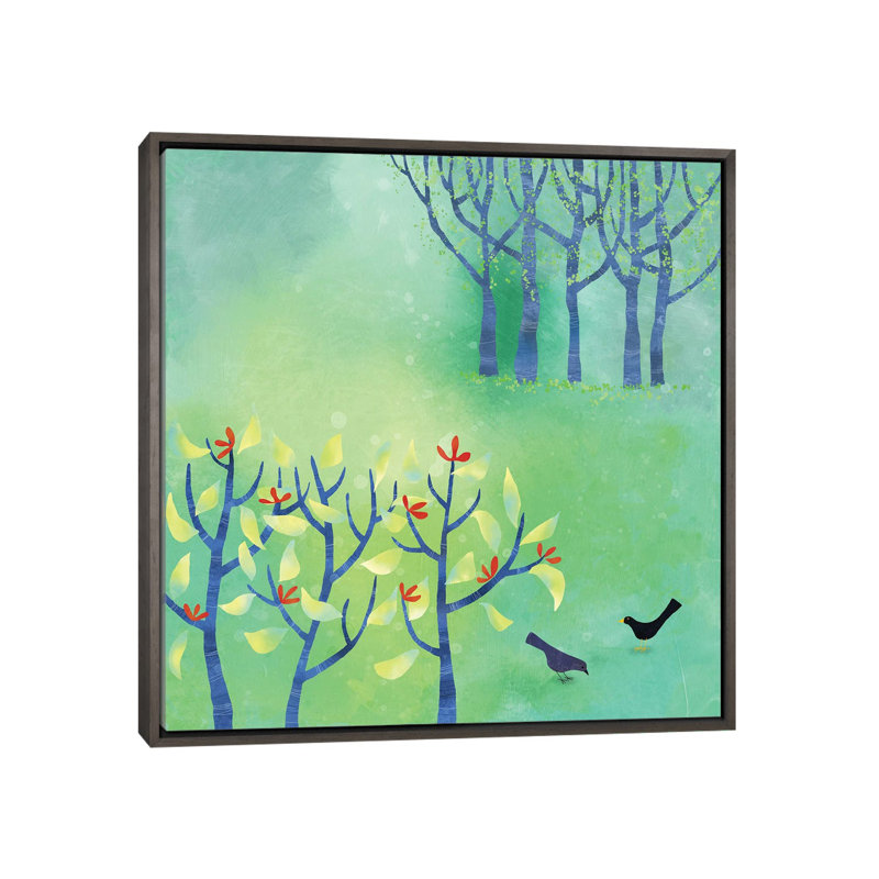 « April » par Nic squirrell-impression, H 18 po x l 18 po x 1,5 po, Toile avec cadre gris, Pas de tapis