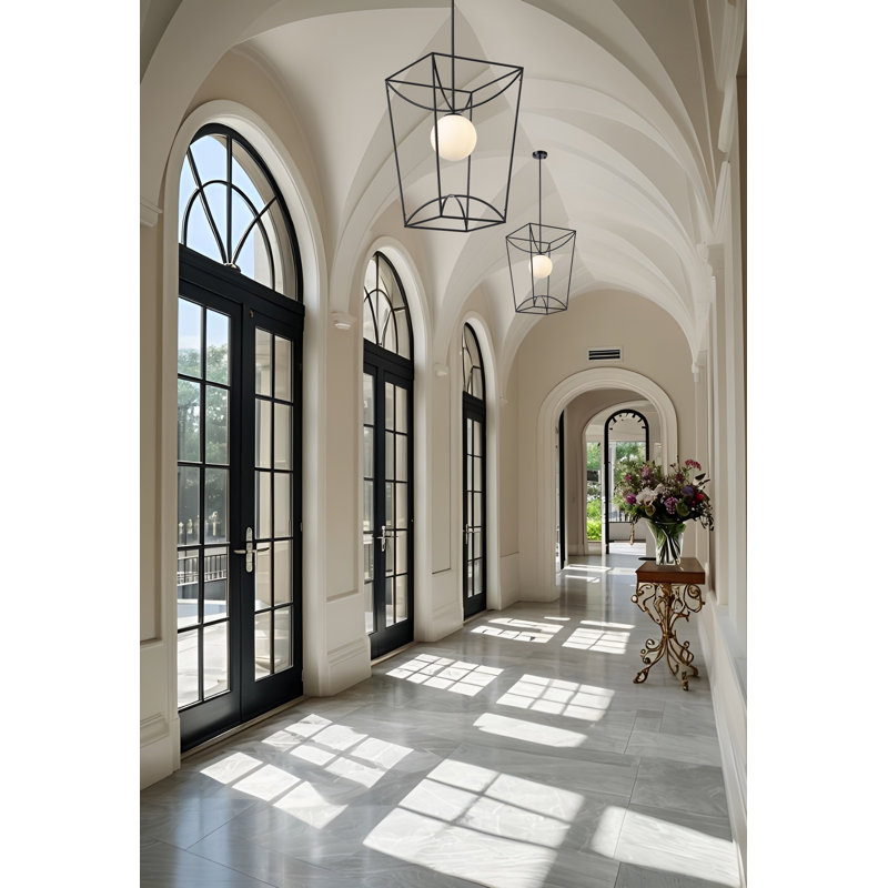 One-Light Black Glass Globe Lantern Pendant Lamp