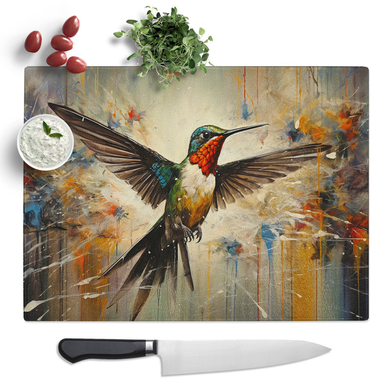 Hummingbird Gestural  Glass Chopping Board