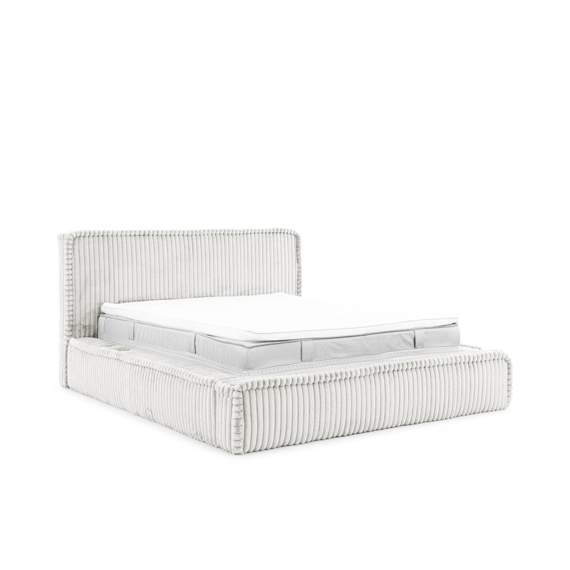 Raisingh Upholstered Bed, White, 160cm W x 200cm L