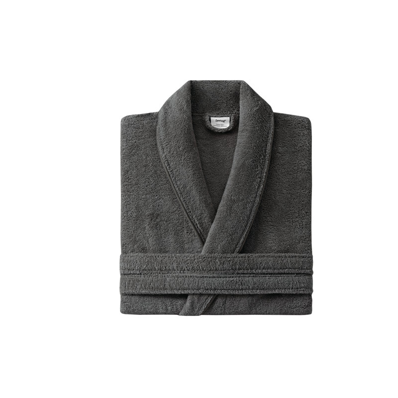 Peignoir mi-mollet en coton avec poches Labarbera, G / TG, Anthracite