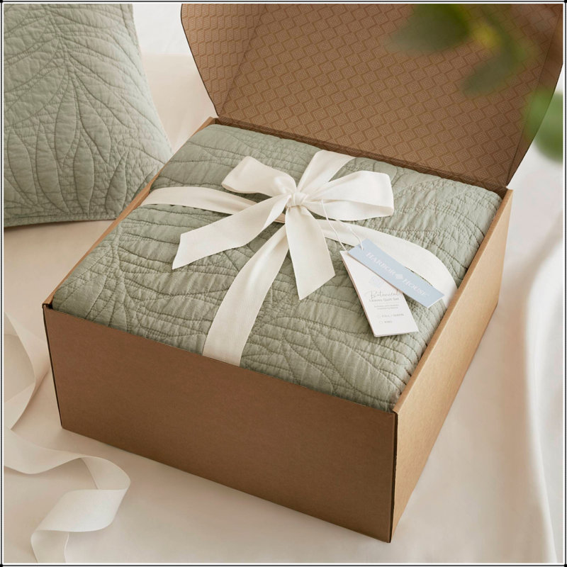 Full Queen 3 Piece Cotton Quilt Set 92 x 92 Inch Quilt 20 x 26 Inch Shams, Sage