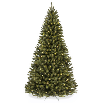 Pre-Lit Spruce Hinged Artificial Christmas Tree w/ Incandescent Lights, Foldable Stand
