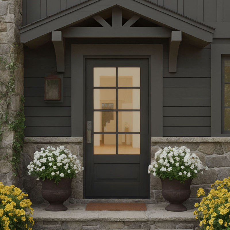 G7508-SW-80 | Porte simple de 80 po, extérieur pré-monté RTA, SDL 8 Lite, 3/4 Lite, 1 panneau, bois d'acajou brut