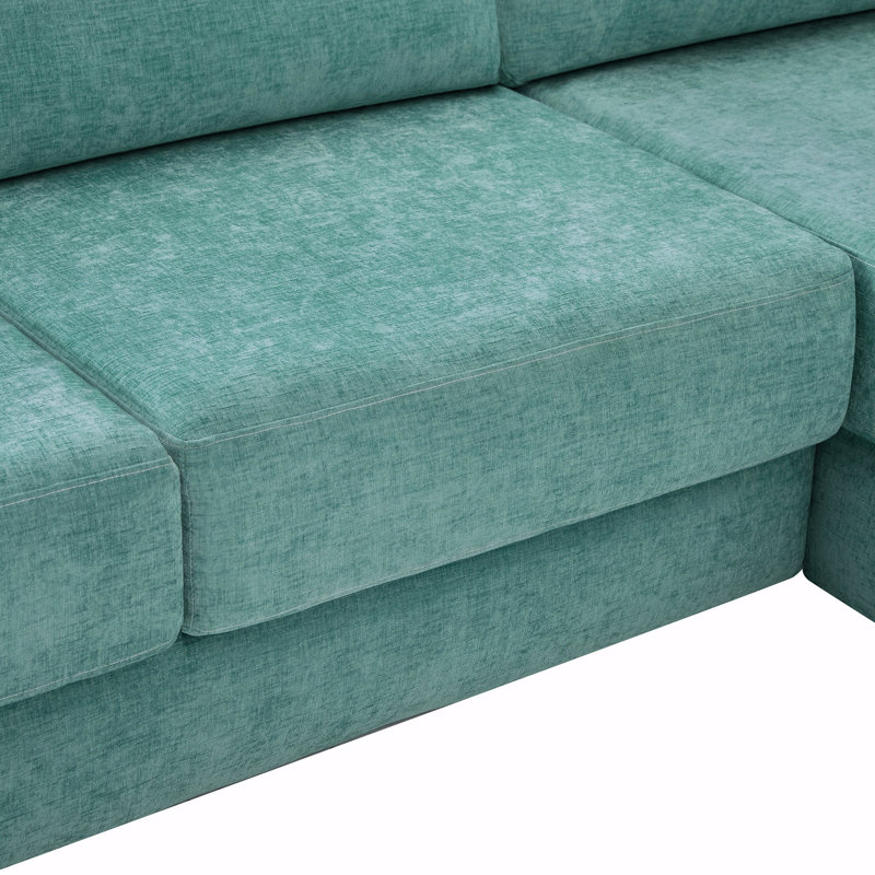 Canapé modulaire en chenille en L 113 po avec coussins double épaisseur Boneless, Sarcelle