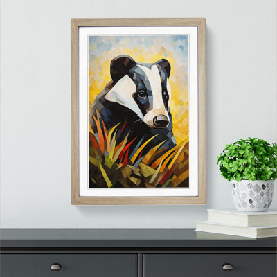 Badger Cubism Art - Framed Print