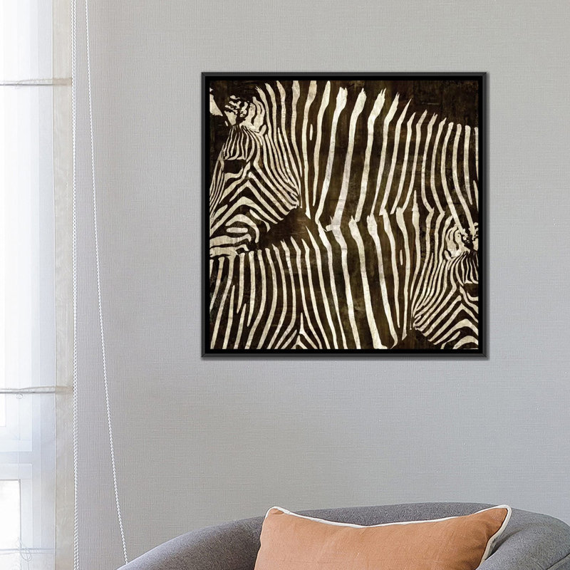 « zèbres », reproduction d’art sur toile, H 26 po x l 26 po x P 1,5 po, Toile tendue, Pas de tapis