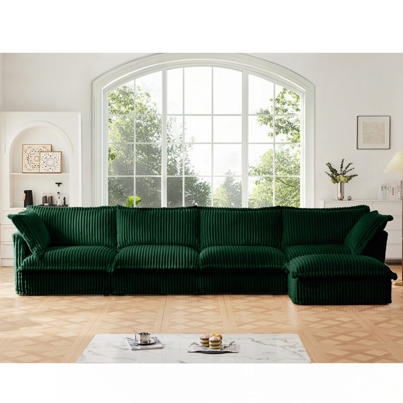 Canapé modulaire en velours côtelé avec configurations polyvalentes pour les espaces de vie, Vert