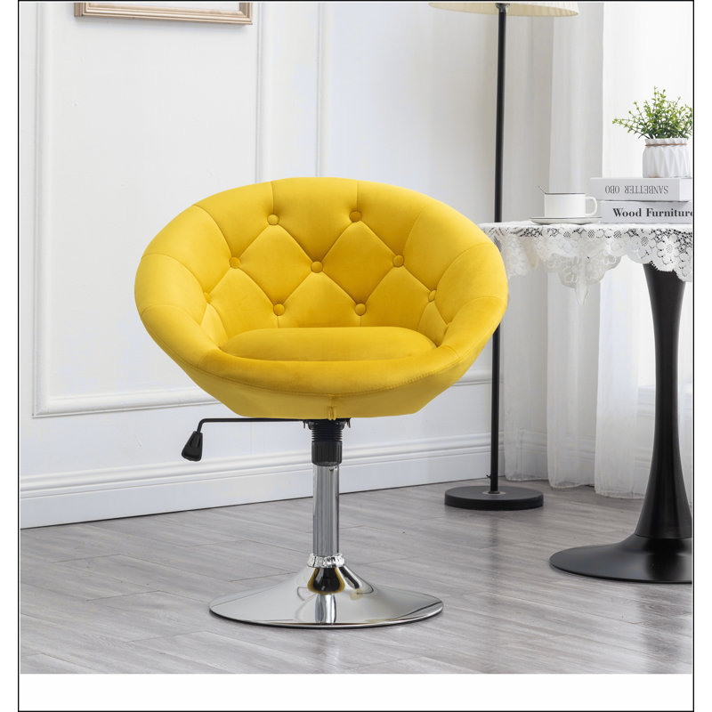Fauteuil d'appoint pivotant en velours capitonné, Jaune