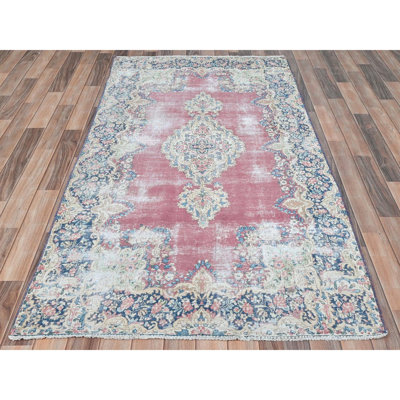 Tapis oriental 3 po x 9 po x 7 po rouge vigne persan Kerman