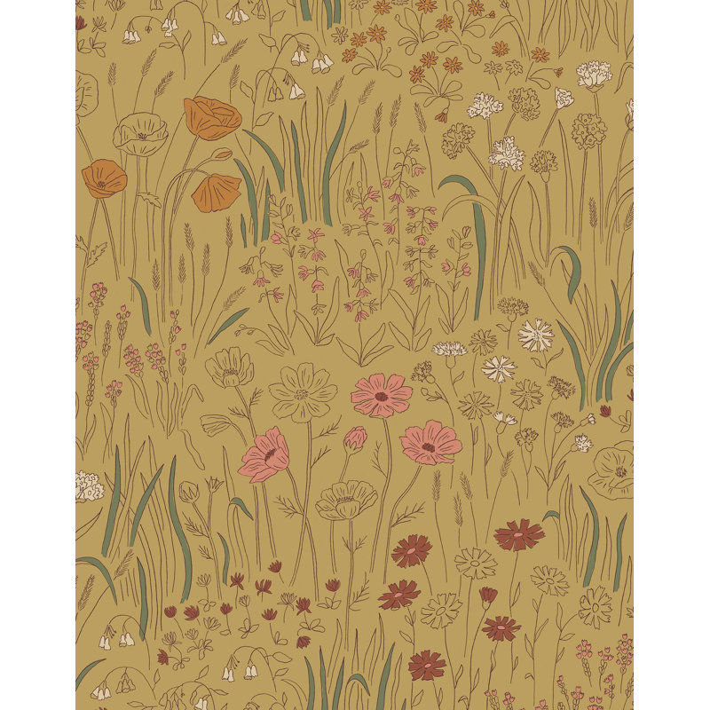 Alpine Garden Multi Wallpaper | Traditional / Roll - 27" x 30', Ochre