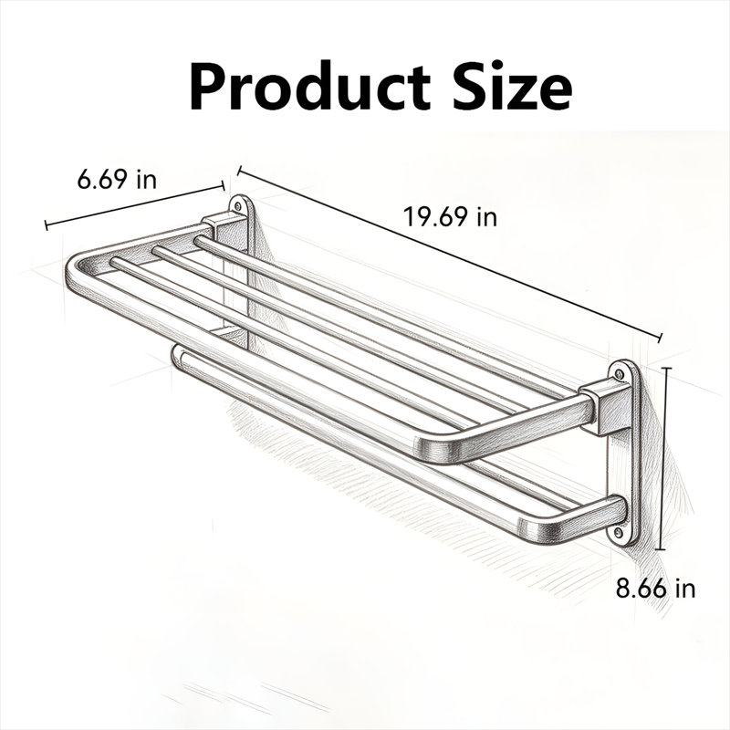 19.69 " Aluminum Wall Mounted Towel Rack, BrushedNickel