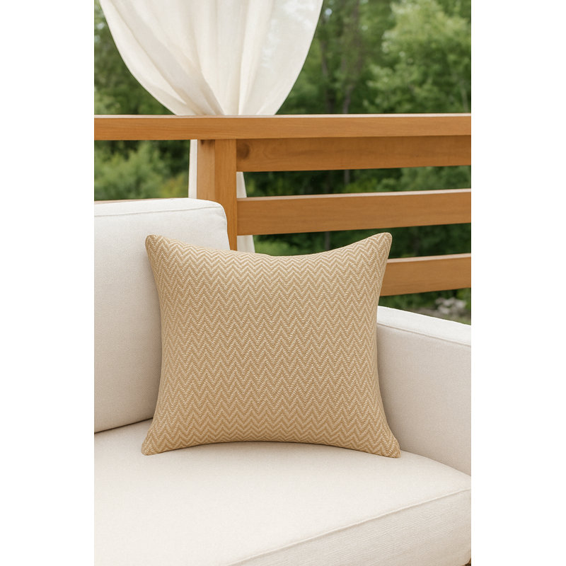 Marisol Herringbone Bay Indoor Outdoor Pillow 20x20, Beige, Square 24", Pillow Cover Only - No Insert