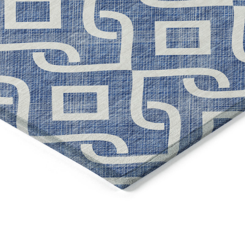Tapis intérieur lavable à motif géométrique ivoire 5 pi x 8 pi