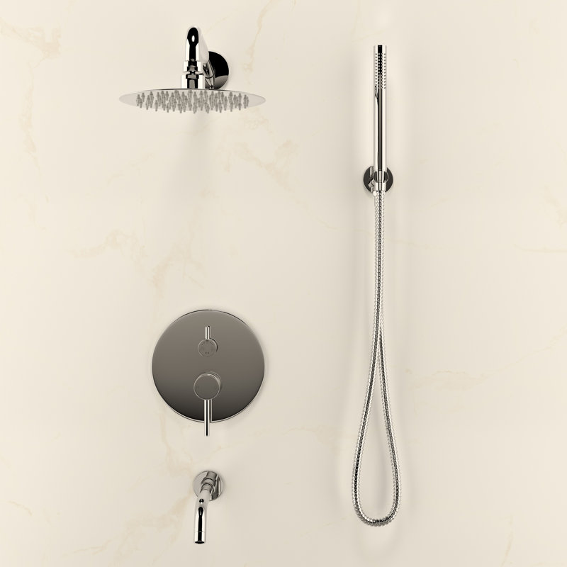 Ivy 1.8 GPM Wall Mount Fixed Shower Head With Hand Sprayer And Tub Filler, Valve Included, Polished Chrome
