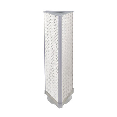Three-Sided Pegboard Tower Floor Display on Revolving Base. Spinner Rack Stand. Panel Size: 16"W x 60"H