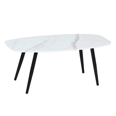 Table basse 43 "blanche et noire en faux marbre et acier