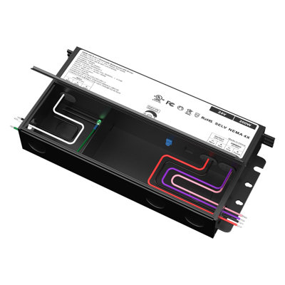 24V 200W Dimmable LED Power Supply Driver with Junction Box, 110-277V AC Input