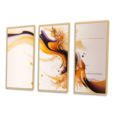 «White and Gold Fusion III», ensemble d'art mural moderne sur toile